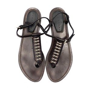 Burberry Brown Leather Single Strap Sandals sz 38